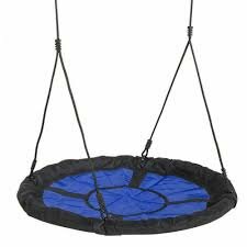 nestschommel &#039;swibee&#039; - gevlochten zwart touw - blauw/zwart