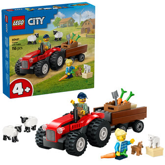 Lego Rode tractor met aanhanger en schapen