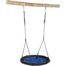 nestschommel 'swibee' - gevlochten zwart touw - blauw/zwart