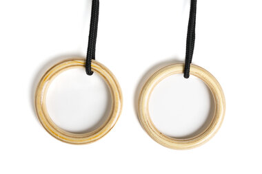 Dice Houten turnringen (zwart touw)