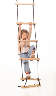 Dice Houten touwladder 6 sporten zwart touw
