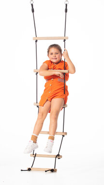 Dice Houten touwladder 6 sporten zwart touw