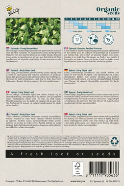 Buzzy® Organic Spinazie Vroeg Reuzenblad (BIO)
