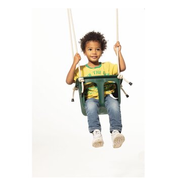 Dice Rigide babyzitje (Beige touw) - Donkergroen